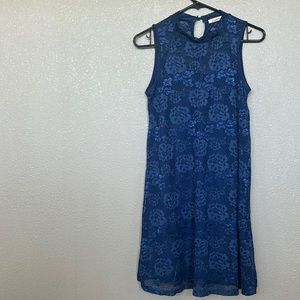 Sleeveless Blue Floral Lace Dress Size Medium